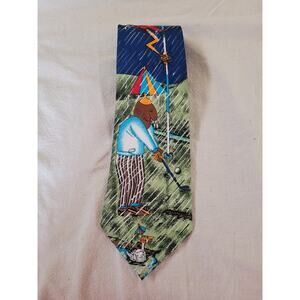 Everyday Novelty Golf Tie 58” x 4” Blue Graphic Golfer Lightning Design